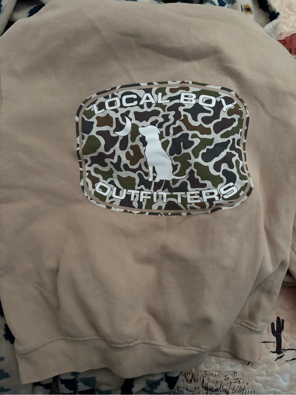 Neutral Beige Pullover Hoodie with Drawstring Hood